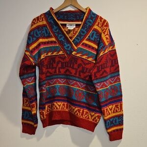 Sportific Sorta Horsey Millers Kristin Collection Bright Color 100% Wool Sweater